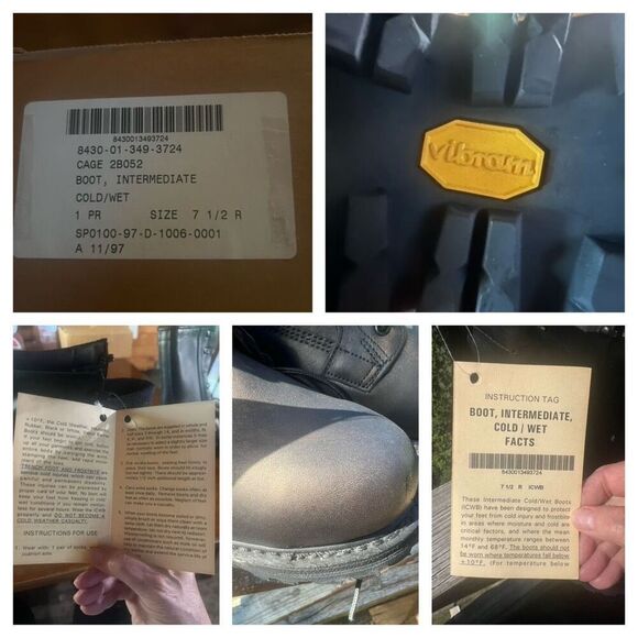 Military Combat Cold/Wet Boots Men's Sz 7.5 Black Leather Vibram Soles NWT - Picture 8 of 8